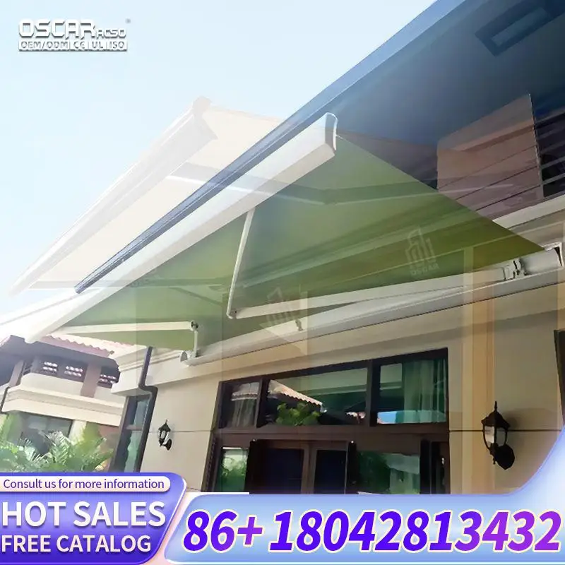 

Motorized Arm Heavy Duty Full Cassette Electric Right Folding for Patio Garden Balcony Retractable Awning