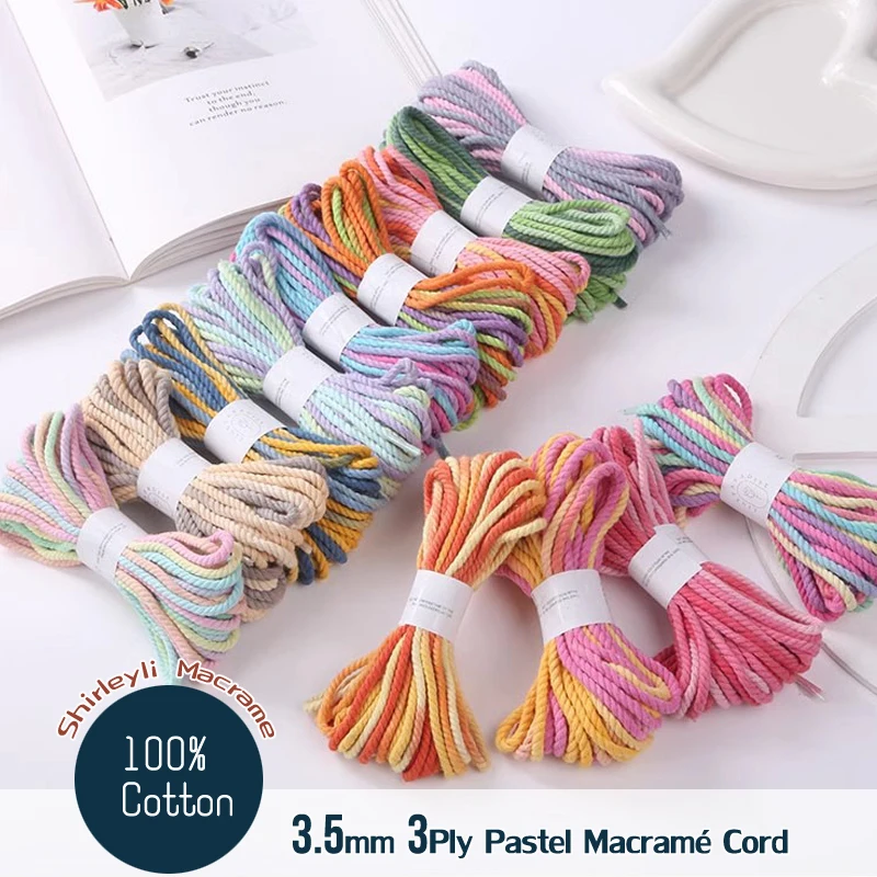 3.5mm Scrap Bundle Packs,Premium Cotton Cords for Macrame,Hand Painted Lush Ombre String Macrame Hanging Keychain Handbag Rope