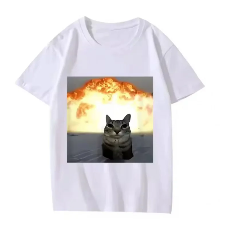 Summer Funny Cat Meme Graphic T-Shirt Women'S Short Sleeve Printed Top Unisex Casual Shirt For Men And Women