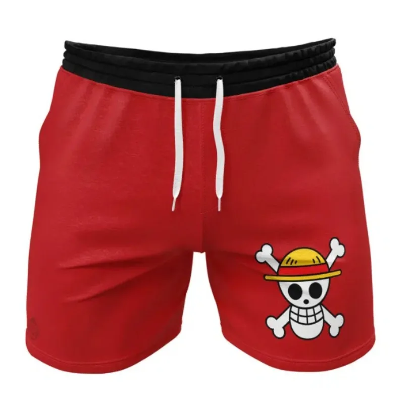 

2026 Summer Hot Selling Anime One Piece Classic Logo Pattern Red Sports Shorts Adult and Children Casual Fashion Sports Shorts