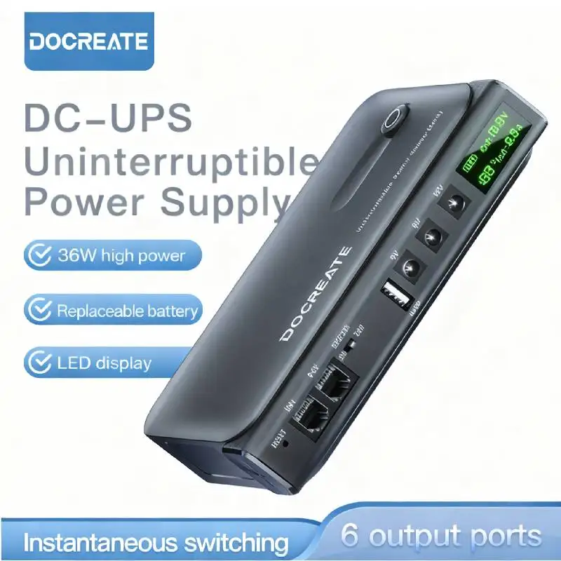 Mini DC UPS Battery Backup Supports 5V-12V DC1036L 36W Digital UPS Uninterruptible Power Supply for Router Modem Security Camera