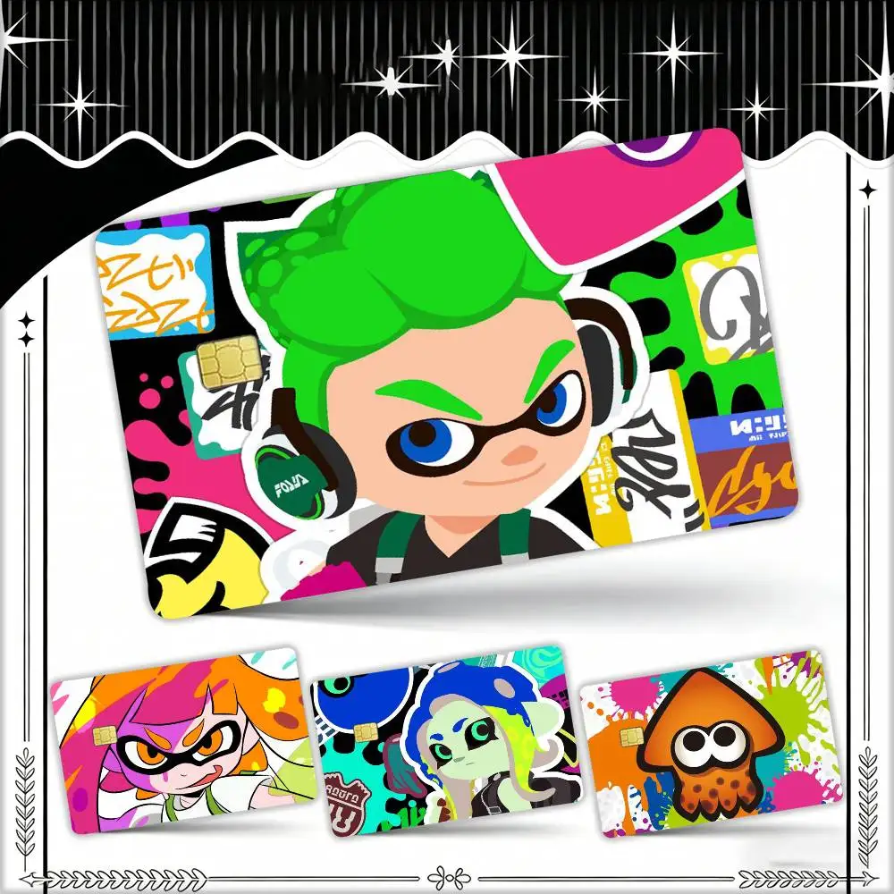 

Game S-SplatoonS Waterproof Film Skin Cover Credit Card Stickers Debit Front Bank Bus Pass