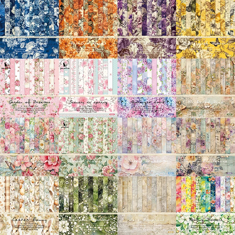 

12 pcs Lace Flowers Scrapbook Craft Papers DIY Scrapbooking Photo Album Decoration Junk Journal Floral Patterned Paper Pads