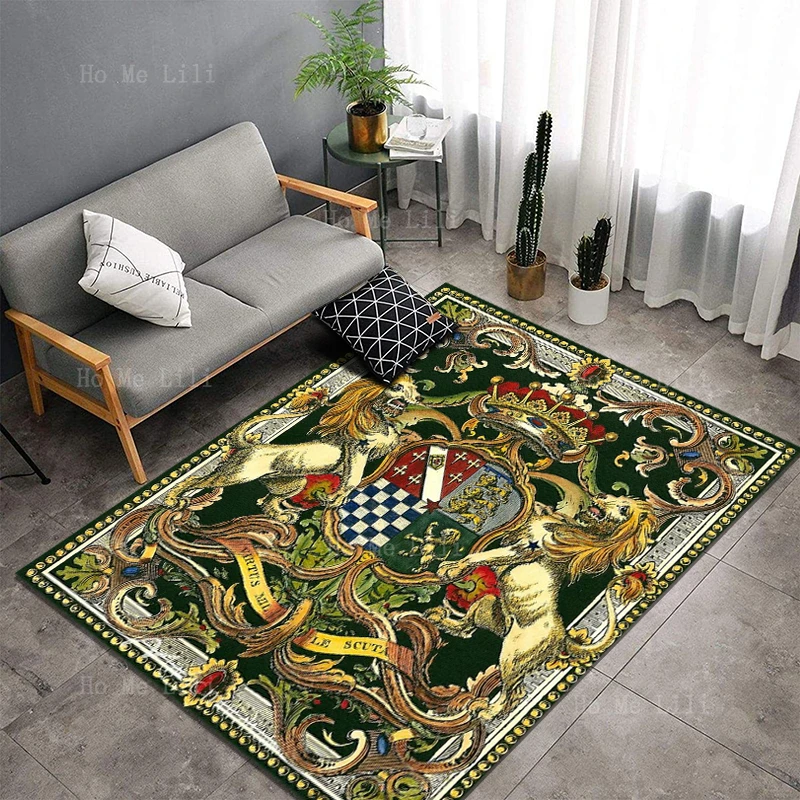 Family Badge Medieval Royal Malmon Castle Cavaliers Fantasy Theme Non Slip Flannel Floor Rugs