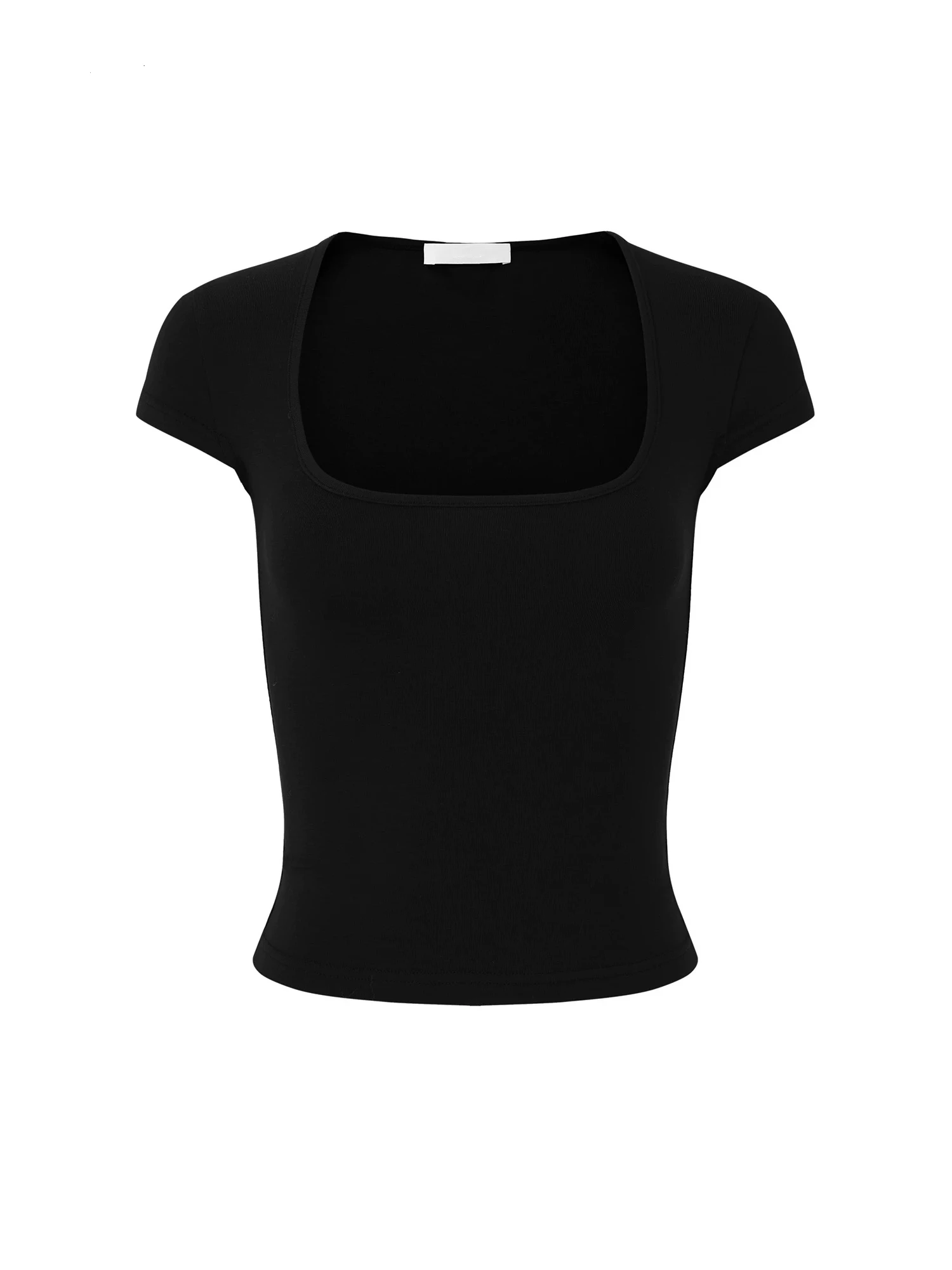 

Женская шелковая трикотажная футболка LZY Zhin Camere с квадратным вырезом, универсальный топ, простой крой, модная модель