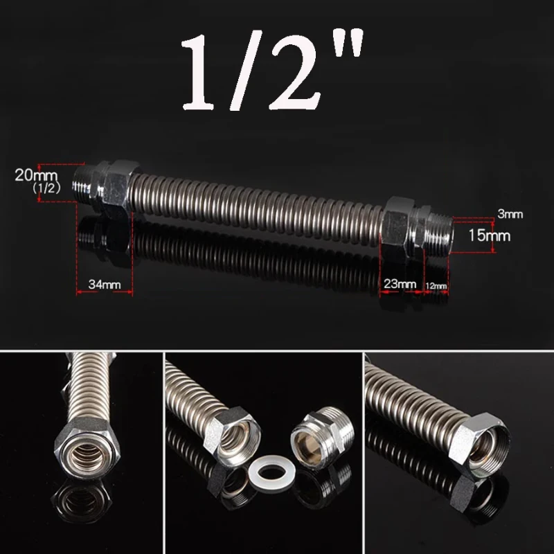 1Pcs Thickened Iron Head Double Male Thread Connector 4/6/1 Inch Central Air Conditioner Bellows Metal Flexible Hose