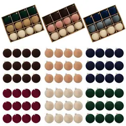 12pcs Velvet Flocked Christmas Ball Ornaments, Plastic Hanging Decor For Holiday Tree, Xmas & Valentine's Decorations, 2.4 Inch