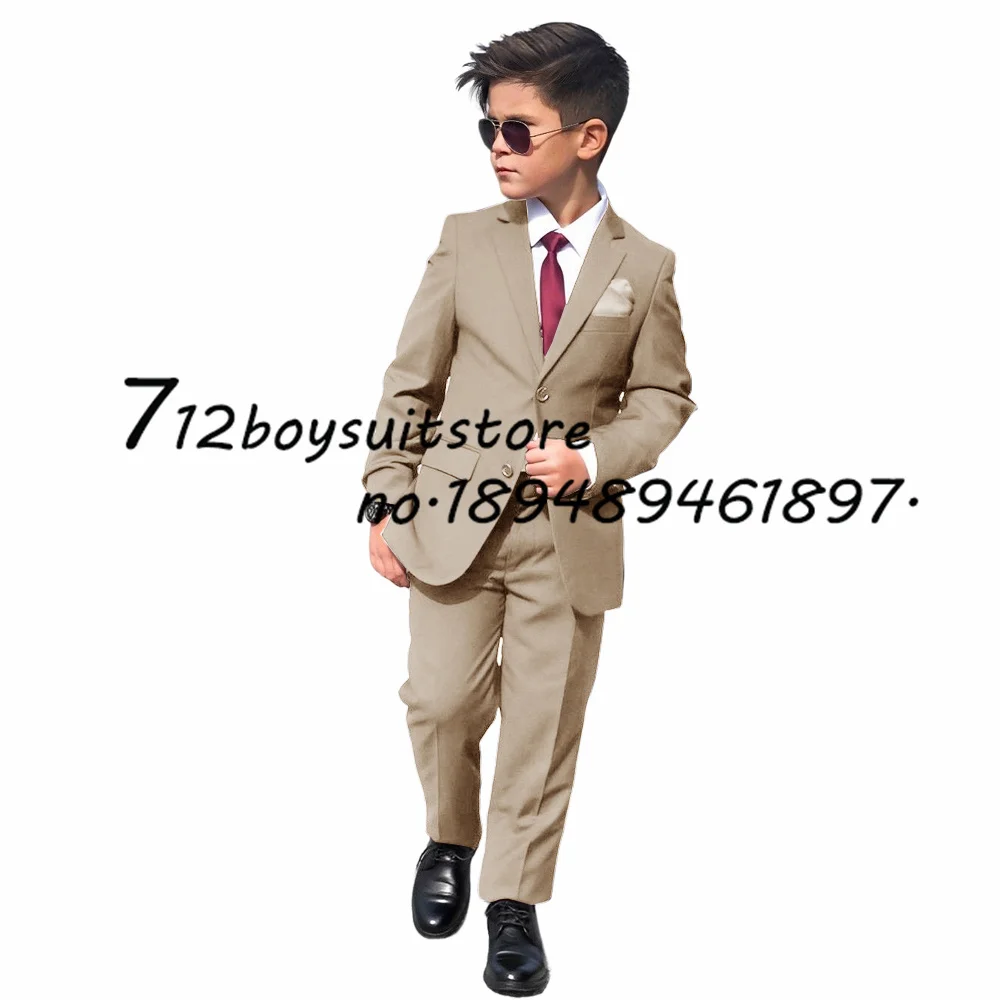 Burgundy Boys Suit 2 Piece Wedding Tuxedo Jacket Pants Kids Blazer Fashion One Button Clothes Child