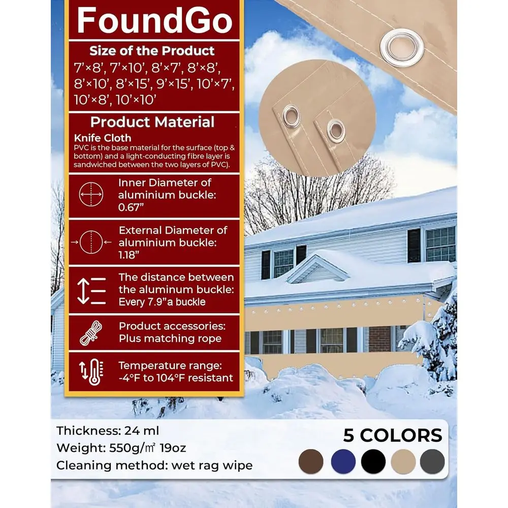 Heavy-Duty 19oz Clear Vinyl Patio Curtains, Waterproof PVC Tarps with Grommets for Outdoor Spaces, Cold-Resistant to -4°F