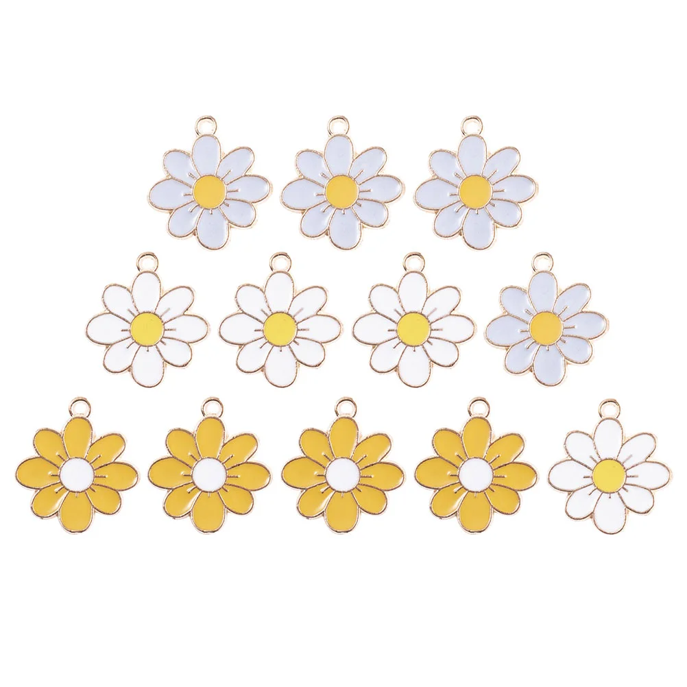 

30 Pcs Flower Oil Drop Pendant Necklace DIY Hanging Decor Decorations Key Ring Adorable Alloy Charm Jewelry Pendants