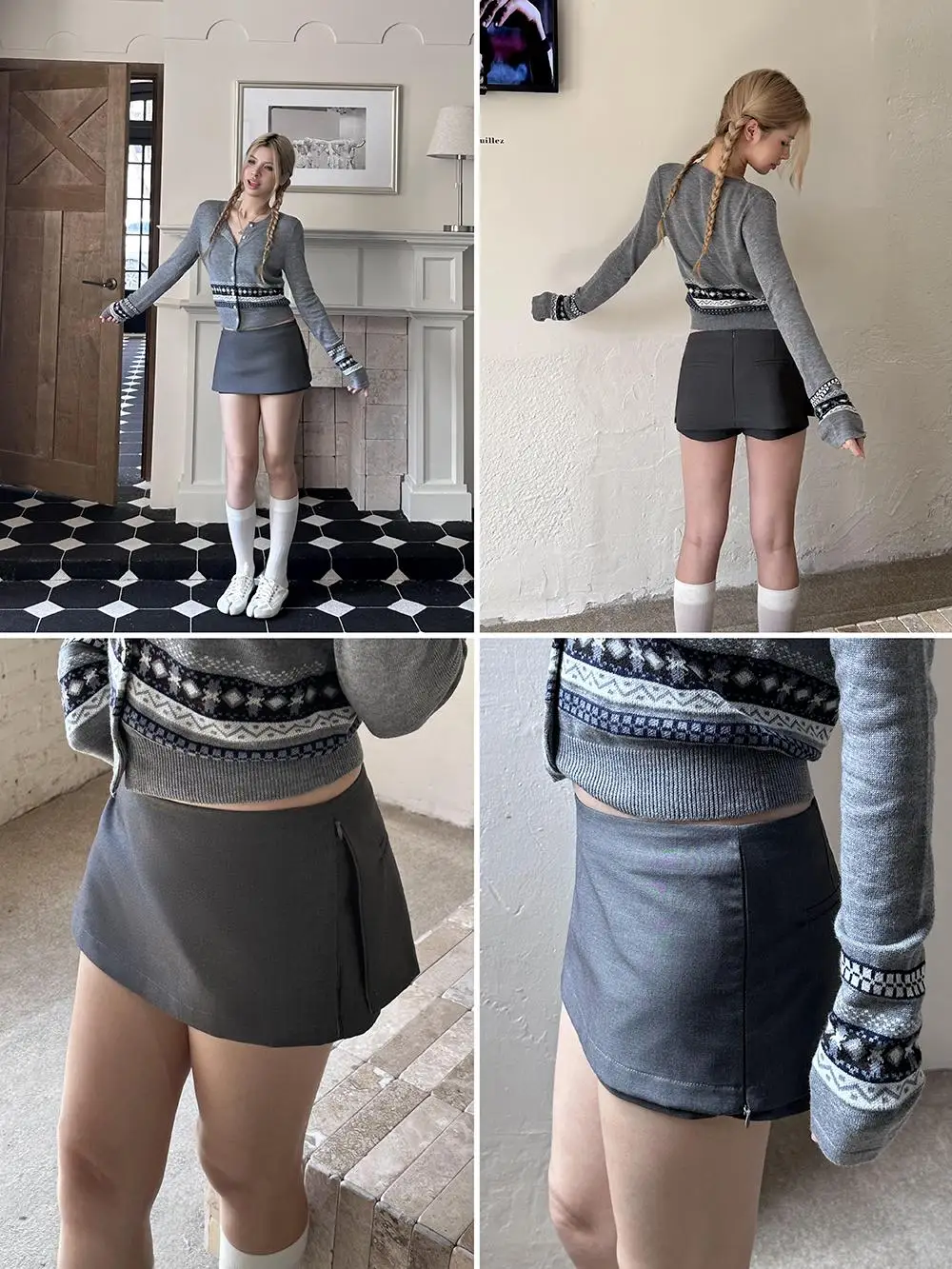 Women RA  High Waist Side Zips The Two-way Mini Skirt Shorts