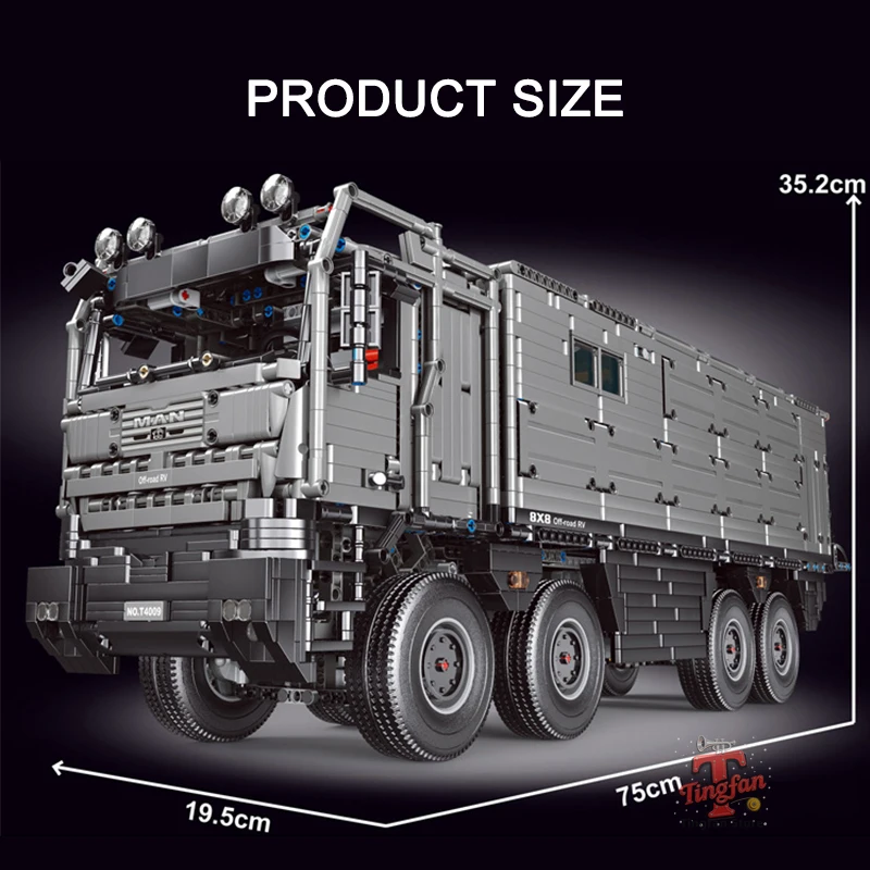 Aplicación técnica para coche, Motor de Control remoto, potencia, Camping, RV, bloques de construcción, modelo MOC, montaje de camión, ladrillos, juego de juguetes para niños, regalo para niños