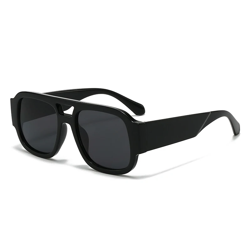 European and American Retro Double-Bridge Aviator Sunglasses, Yellow Driving Glasses, Large Frame, Slimming Trendy Sunglasses 3935