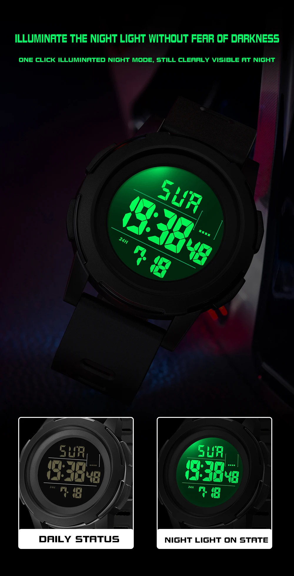 패션 산다 신제품 2188 학생용 전자시계 스포츠 다기능 방수 LED 남성용 전자 디지털 시계 2025