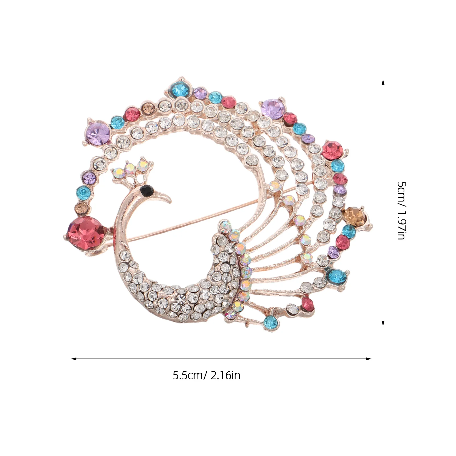 حجر الراين الطاووس بروش دبوس تألق أناقة تصميم فريد من نوعه الطيور الحيوان دبابيس طوق التلبيب دبوس لفساتين شالات