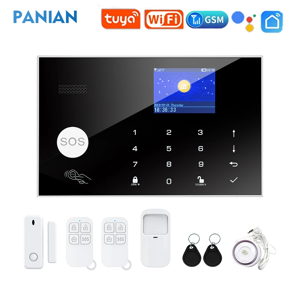 PANIAN 2G Wifi Security Alarm System with 433MHz Wireless anti-theft alarm Intrusion Alarm Central alarm Tuya With Alexa