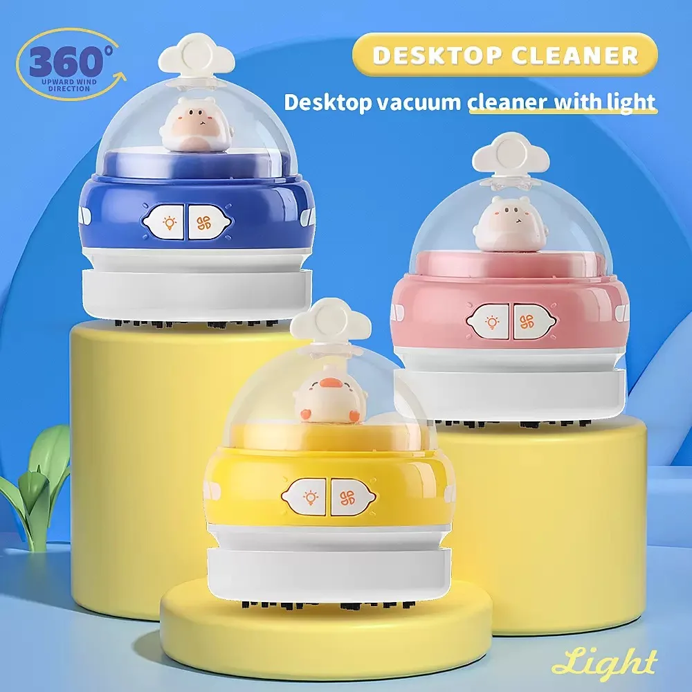 Efficient Handheld Desktop Vacuum Cleaner,Wireless USB Charging with Night Light,Dust Cleaner for Desktop Pencil & Eraser Crumbs