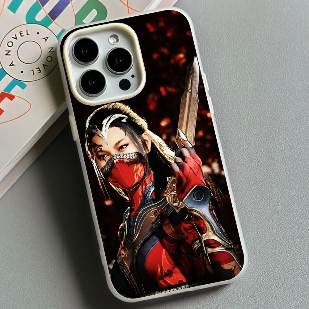 Funda para Teléfono Mortal Kombat Kitana para iPhone 17 16 15 14 13 12 11 Air Pro Max Plus, Carcasa Blanca de Doble Capa de Gel