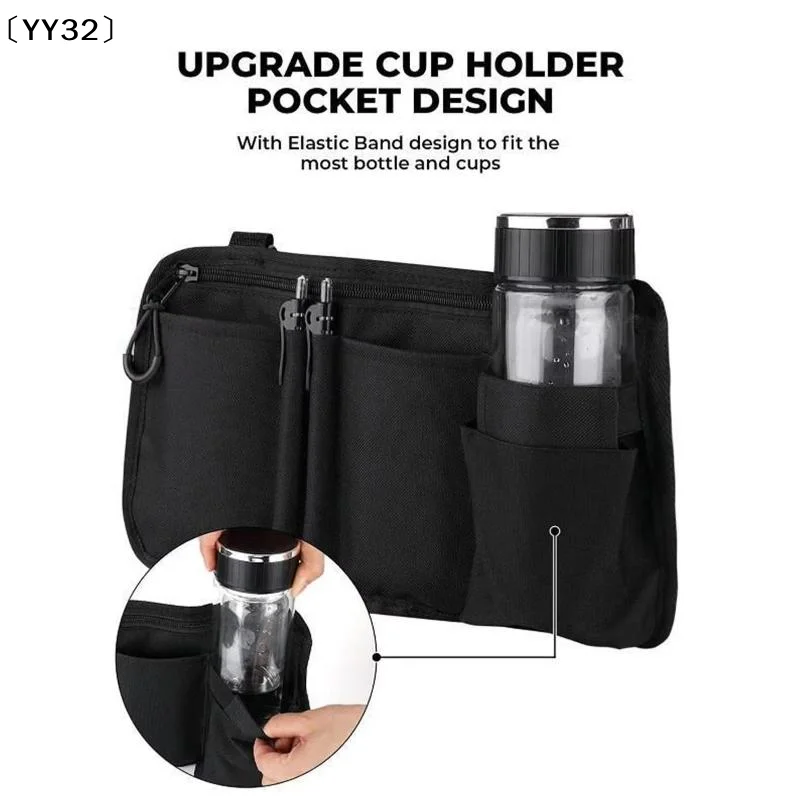 1Pcs Travel Pouch Wheelchair Side Bag With Cup Holder Wheel Chair Bag For Seniors Outdoor Electric Wheel Chair Drink Phone〔YY32〕