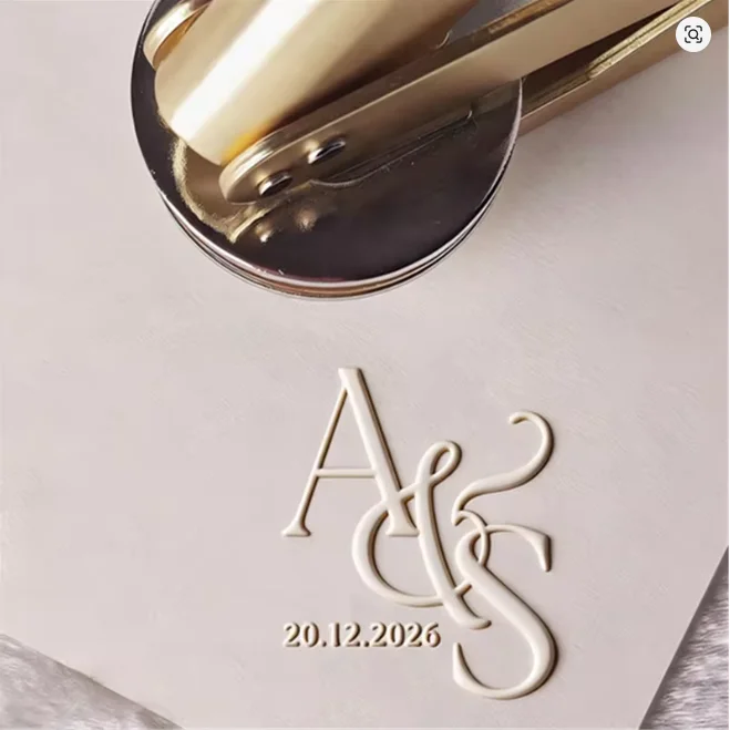 Sello de relieve personalizado con iniciales, Sello de relieve para bodas, Sello de relieve personalizado, Sello de dirección, Sello de relieve para biblioteca