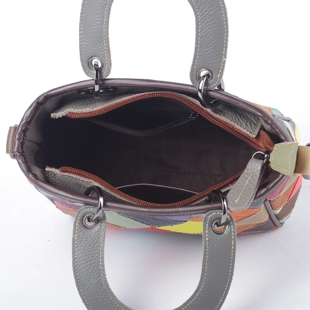 Colorful Leather Shoulder Bag with Diamond Pattern for Women