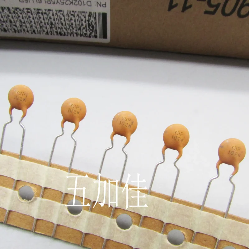 10-100pcs D102K25Y5PL6UJ5R 500V1000PF Y5P102K imported earth colored ceramic capacitors