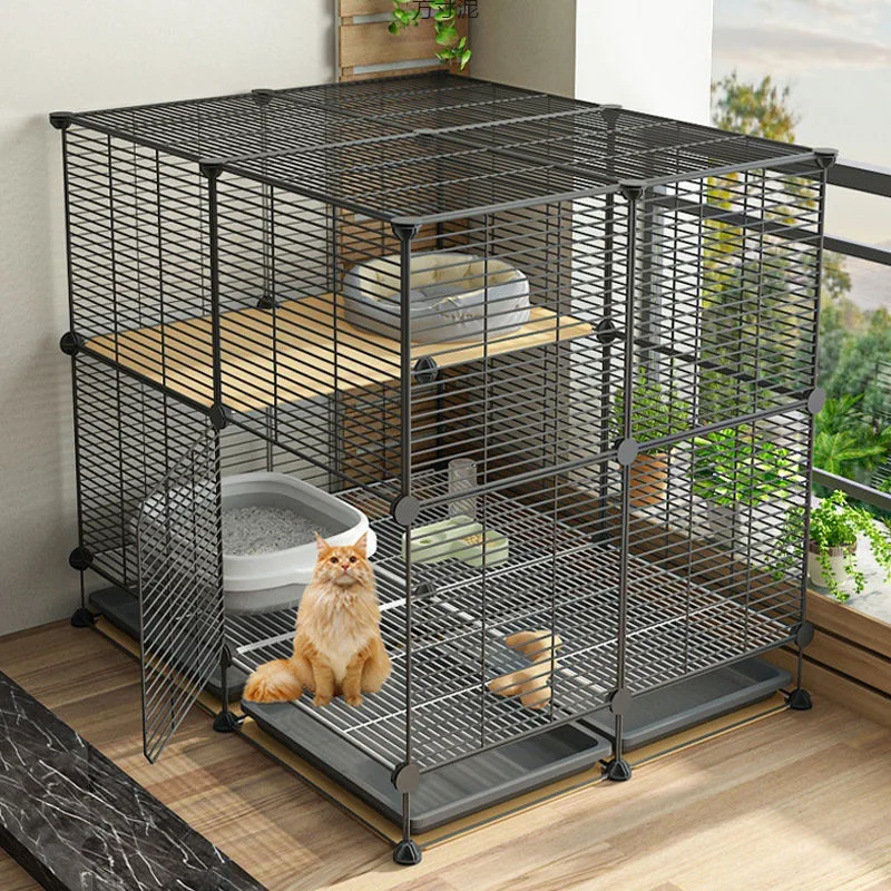 

Cat Cage Cat Villa for Indoor Use Extra Large Freedom Space with Built-in Litter Box Three-Tier Design Wholesale