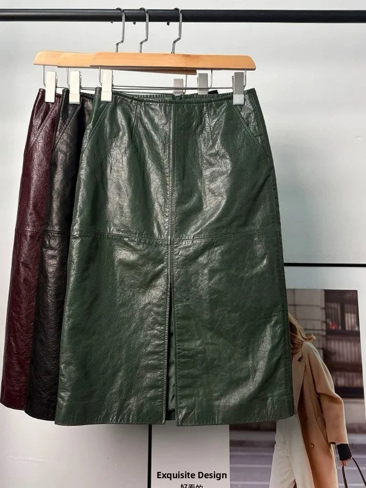 

Новая женская кожаная юбка 2026 года: облегающая, универсальная, повседневная, из овчины, модная и стильная