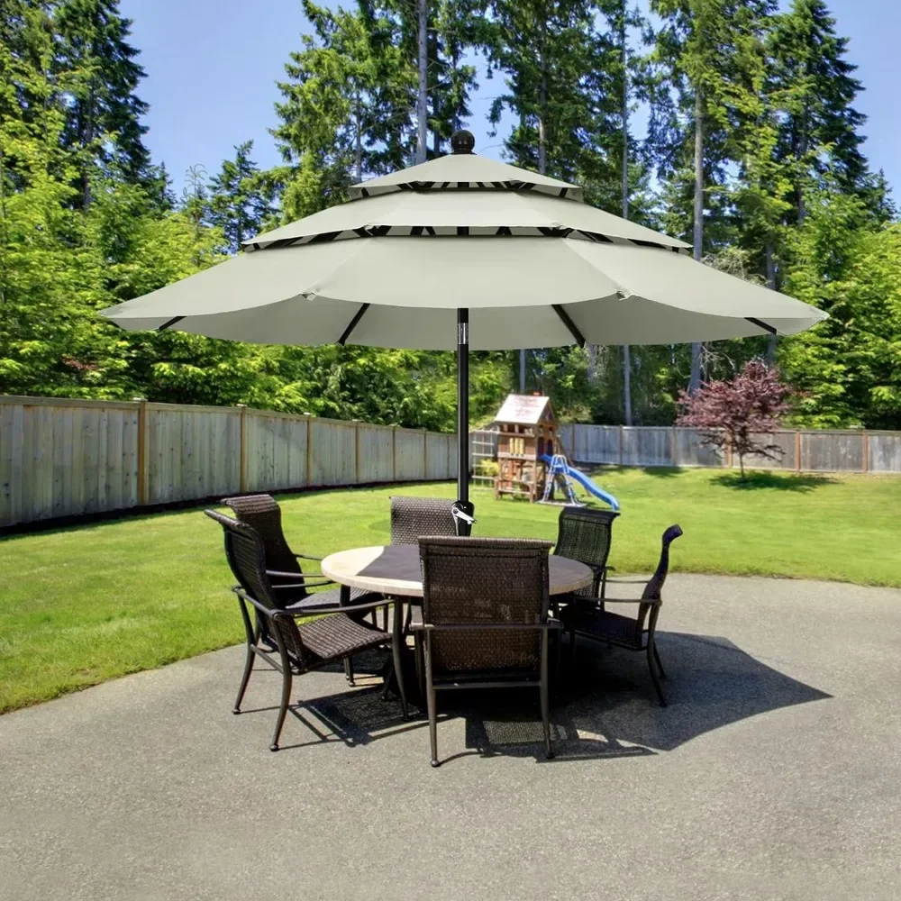 

Outdoor sunshade umbrella, 3-layer 10FT, circular offset sunshade umbrella, used for garden deck swimming pool sunshade umbrella