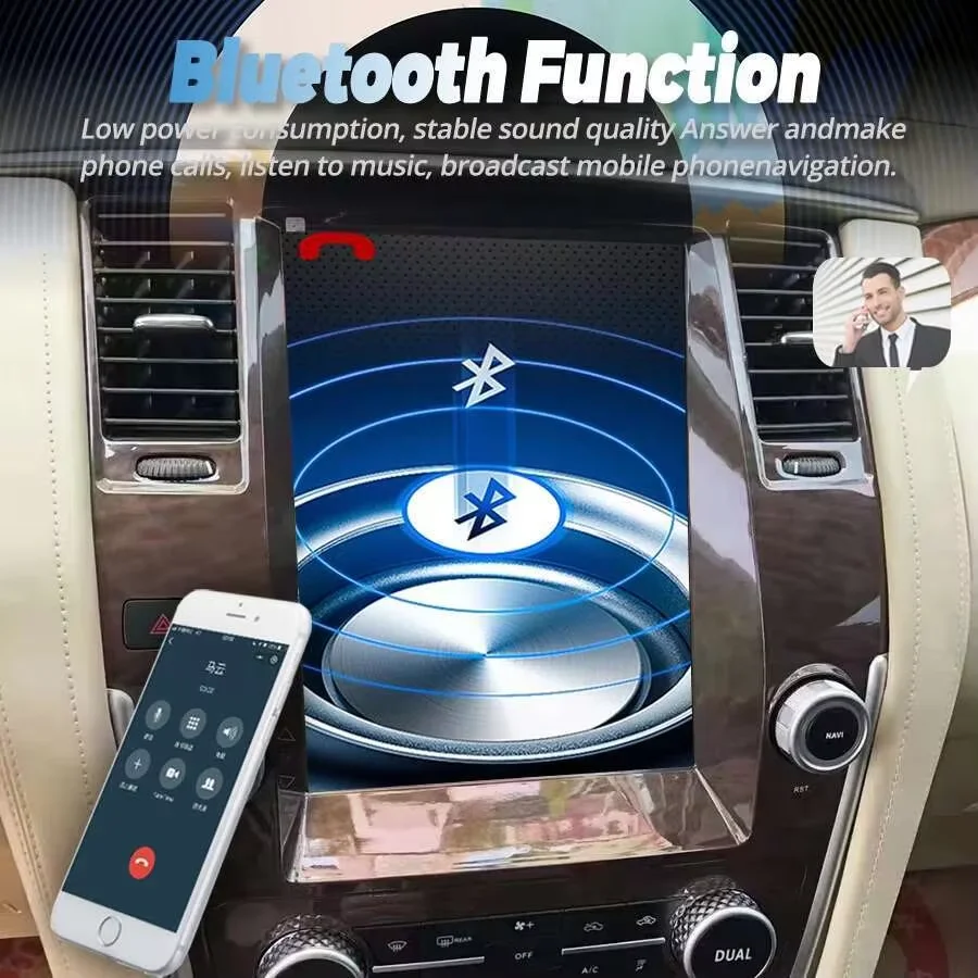 12.1 Inch Android 14 Car Radio For Nissan Patrol Y62 Y61 2010-2020 Brown Touch Screen Wireless BT CarPlay Multimedia Head Unit