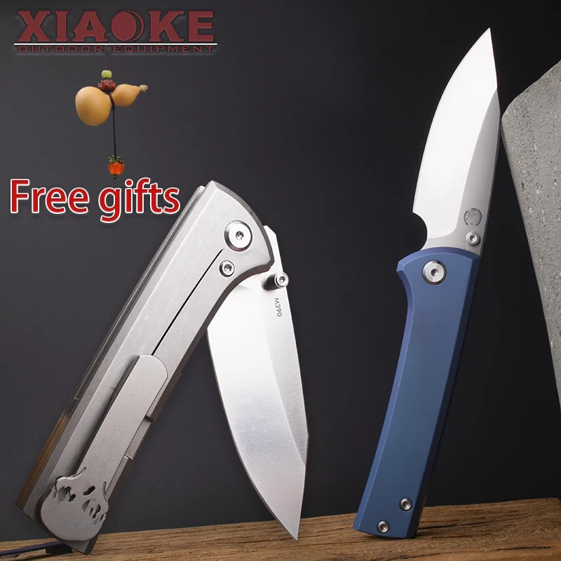 

Premium M390 Titanium Folding Knife Custom Anodized Blue TC4 Handle Outdoor Camping Hunting EDC Gift for Collectors