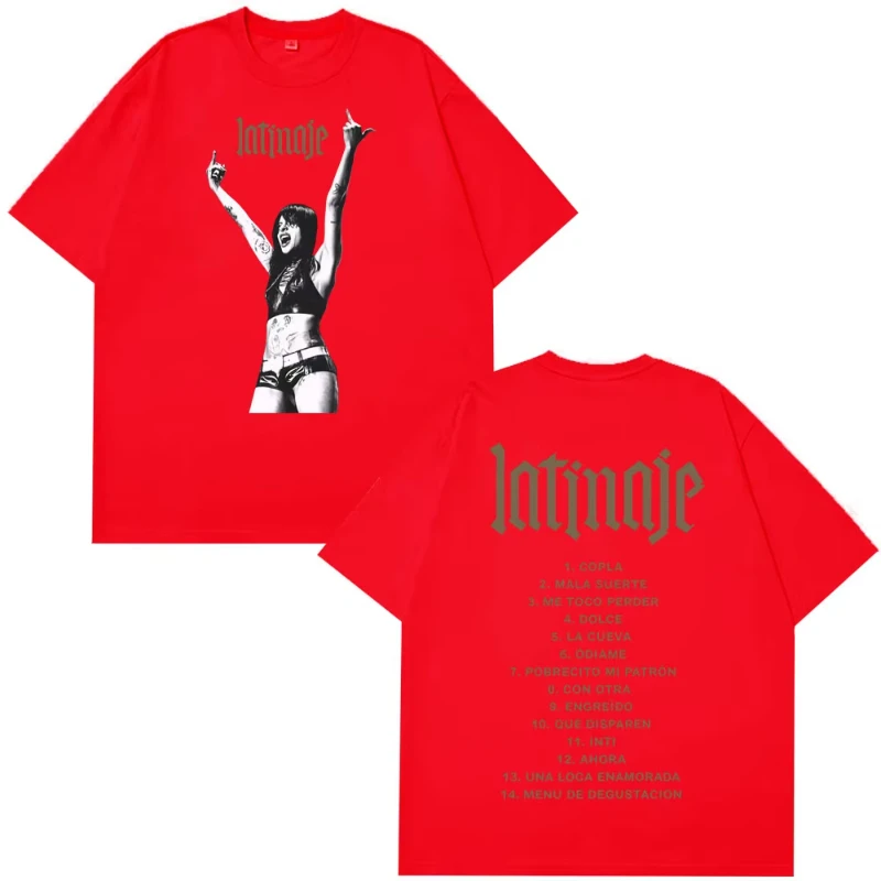 Singer Cazzu Latinaje Album Vintage Graphic Tshirt Men Women Harajuku T-shirt Short-sleeved Cotton Comfortable Casual T-shirts