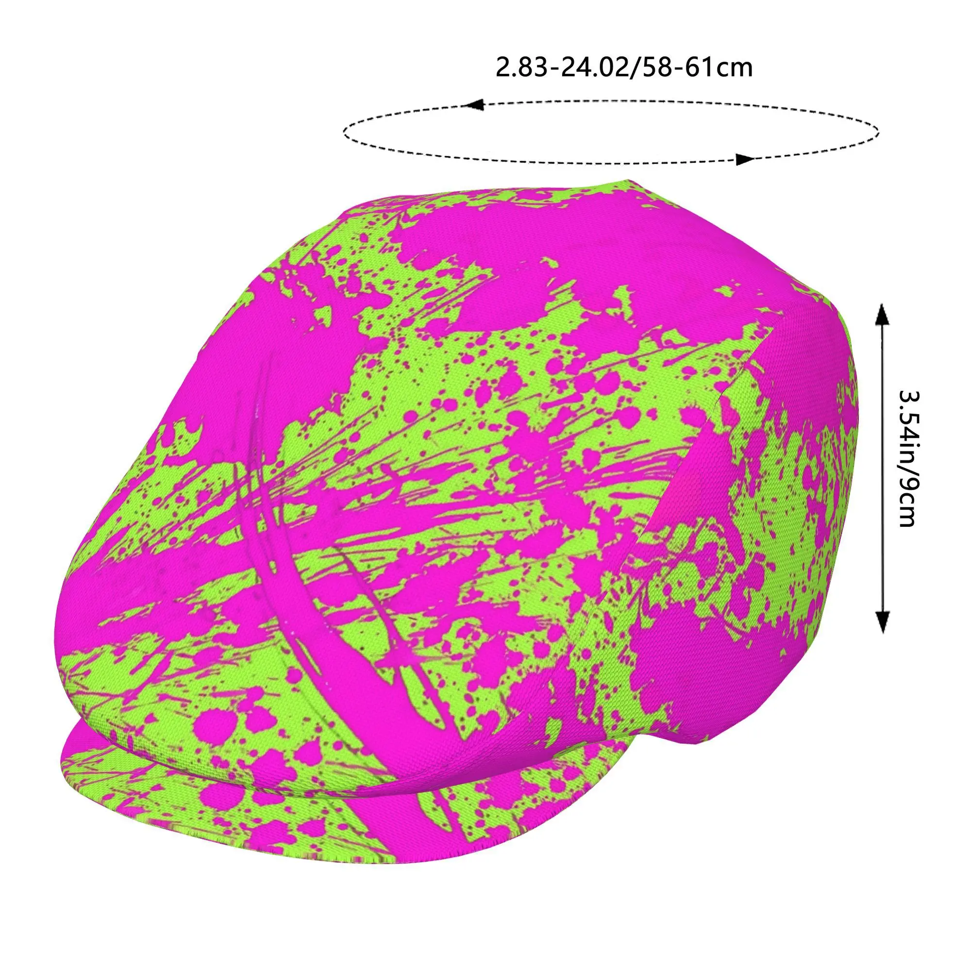Custom 1pc Fluorescent Powder Color All-over Printed Beret, Newsboy Cap, Unisex, A Must-have Fashion Accessory For Outdoor