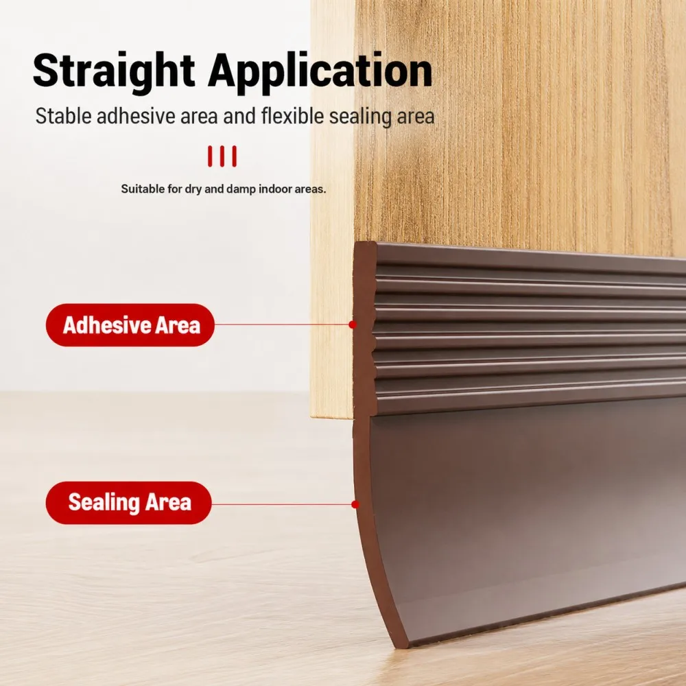 1M Door Bottom Seal Strip Self Adhesive Rubber Weather Stripping Soundproof Thickened Weatherstripping Under Door Draft Stoppe