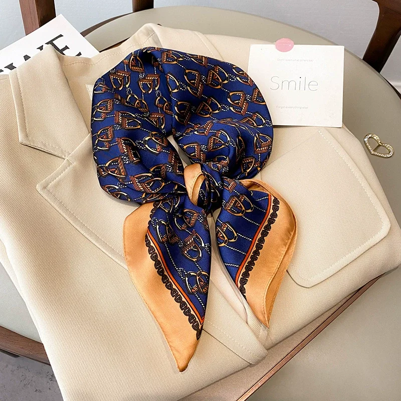 70*70cm luxury spring autumn New style women scarf Square fashion silk lady printed headscarf beach Sunscreen quality shawl