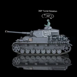 1/16 7.0 2.4G Heng Długi plastikowy niemiecki czołg Panzer IV F2 RTR RC 3859 360 °   Wieżyczka TH17396-SMT4