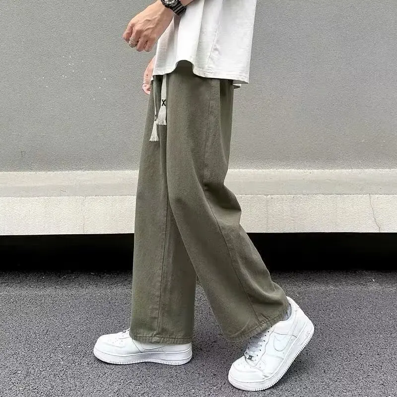 

Retro jeans men's loose straight leg 2025 summer new trendy brand with a sense of falling, wide leg workwear, dad pants