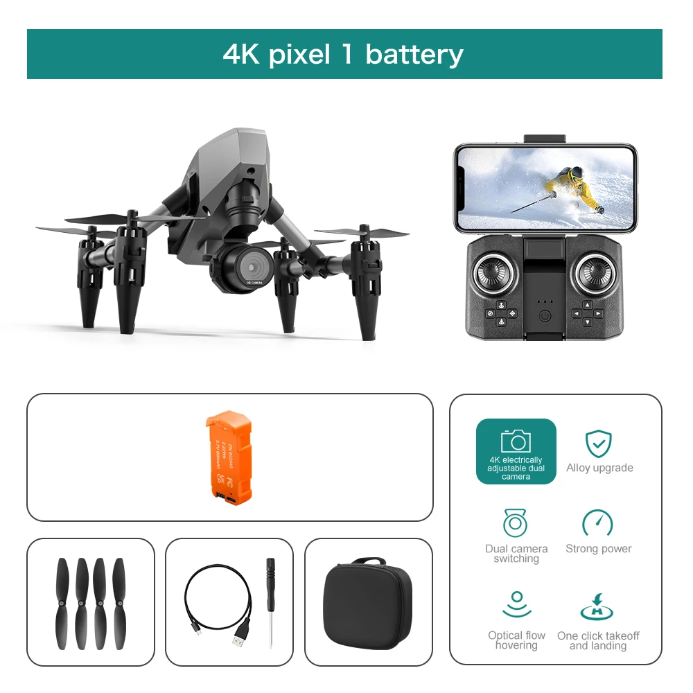 LSRC XD1 pro Mini Drone WIFI Dual Camera 4K/8K Optical Flow Positioning Alloy Anti-Drop Quadcopter with Remote Control RC Toy Gi