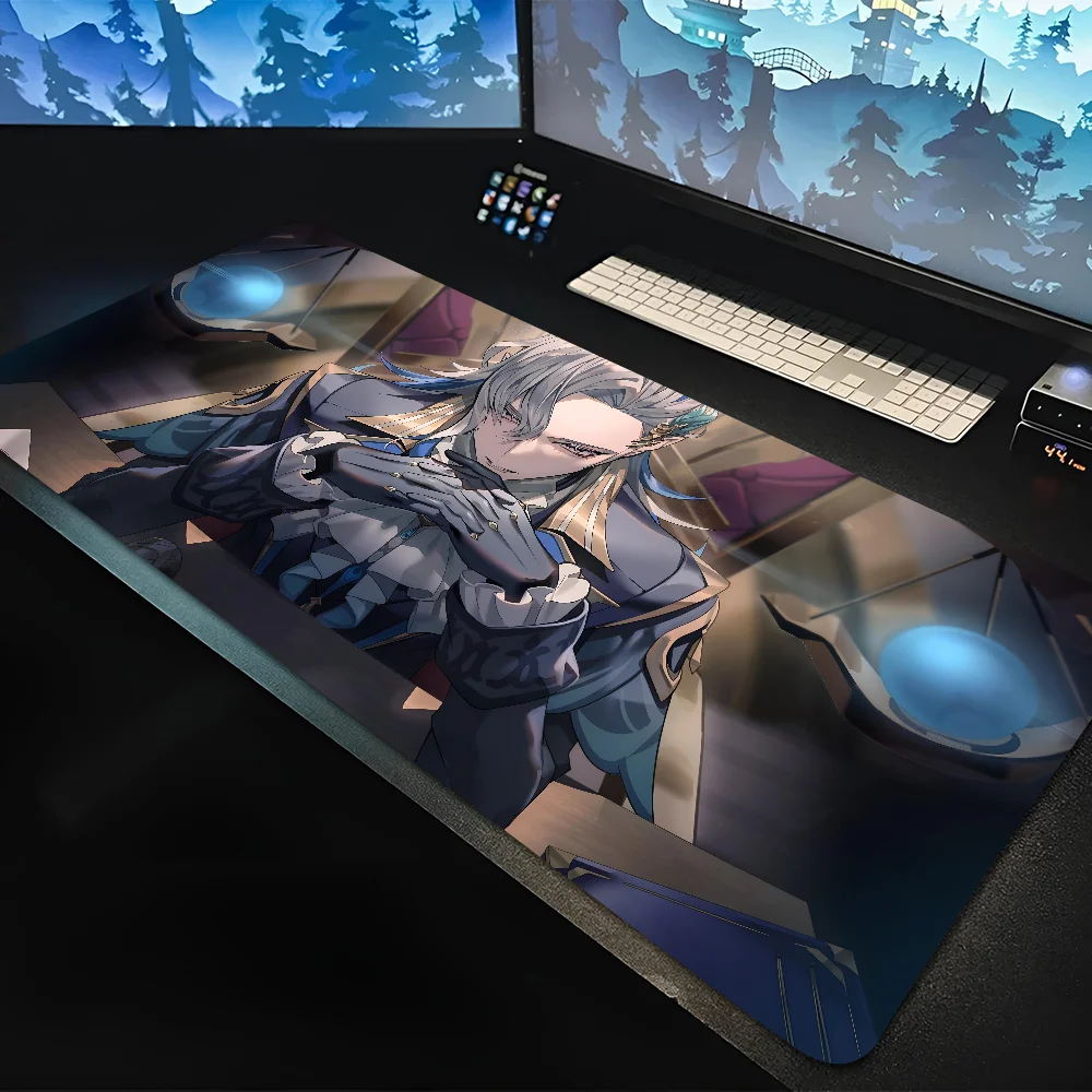 Neuvillette Genshin Impact Game Mousepad لوحة ماوس ألعاب كبيرة LockEdge سميكة لوحة مفاتيح الكمبيوتر الجدول حصيرة مكتبية