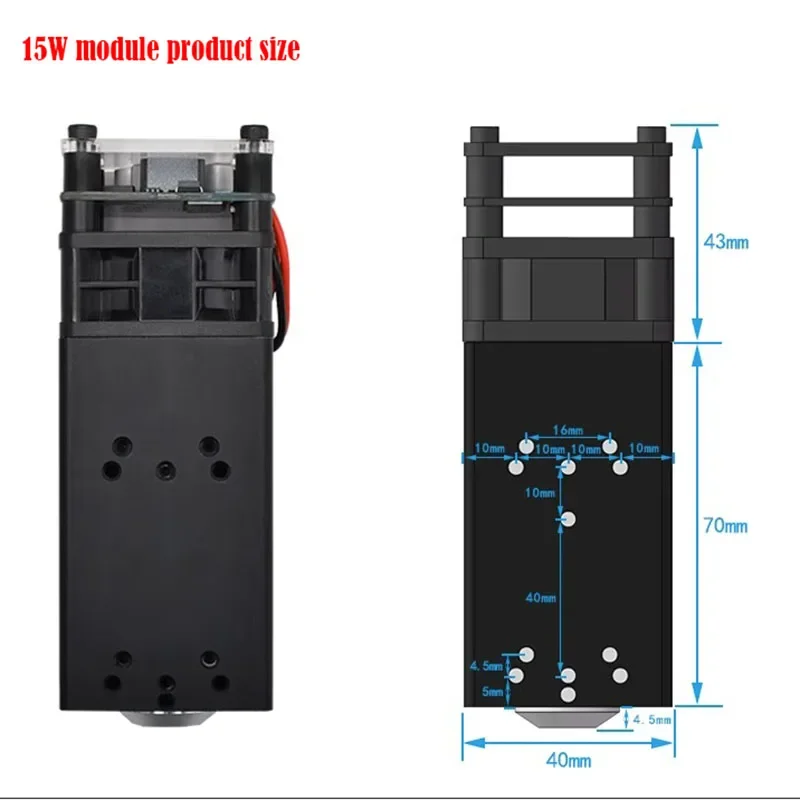 Portable Blue Light High-power Laser Module Mini 12V Laser Head DIY Marking and Cutting Laser Engraving Machine Accessories