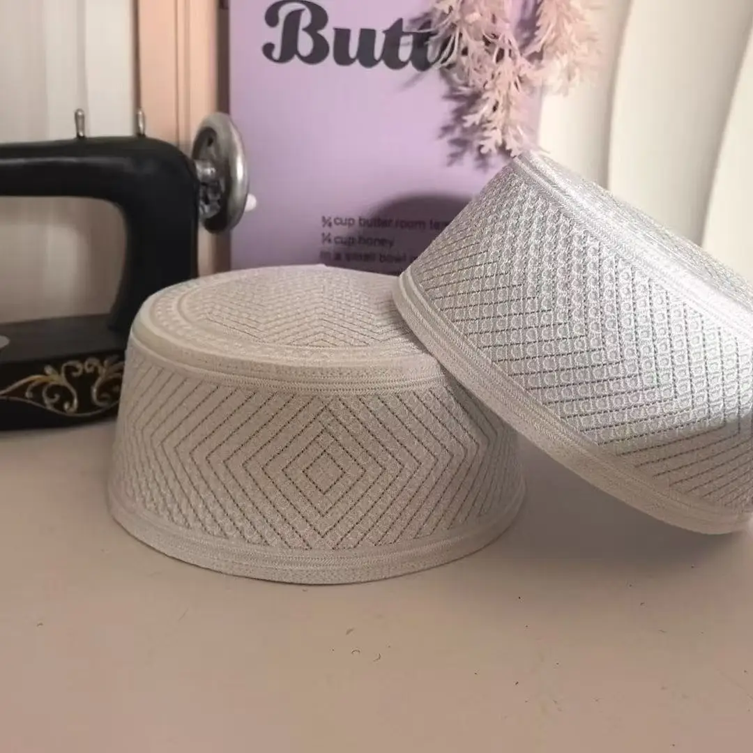 Free Shipping Muslim Caps For Men Clothing Prayer Hat Islamic Embroidery Kufi Tax Products Kippa Turkish Modern Polyester 03642