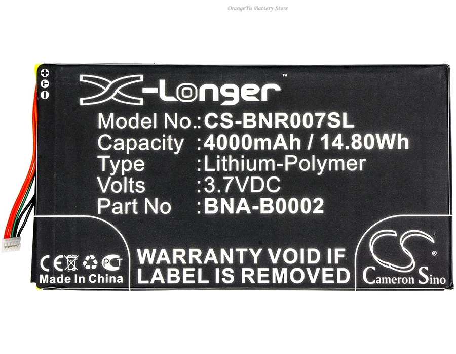 Replacement 3.7V 4000mAh Tablet Battery BNA-B0002 for Barnes & Noble NOOK HD 7 tablet BNRV400 BNTV400