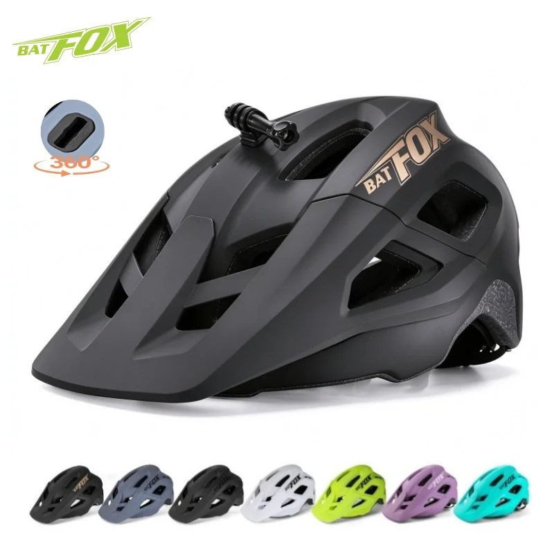 BATFOX Mountain Bike Helmet Can Install a Sports Camera Electric Cycling Gear Safety Cap for Men Women Bat Fox MTB Bicycle Helme