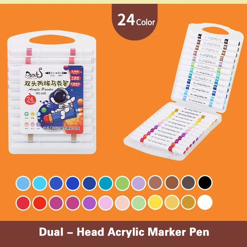 12/24/36/48 Kleuren Dubbelzijdige Art Marker Pen Set voor Kunstenaars Fijne en penseelvormige kleurpotloden Willekeurige kleuren
