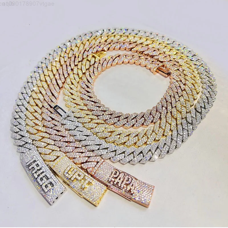 

on Pass Diamond Test Necklace Sterling Silver Moissanite Charms Cuban Chain for Jewelry Making