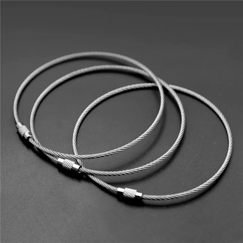 T61C_Stainless Steel 20cm Wire Keychain Cable Key Ring (50pcs)