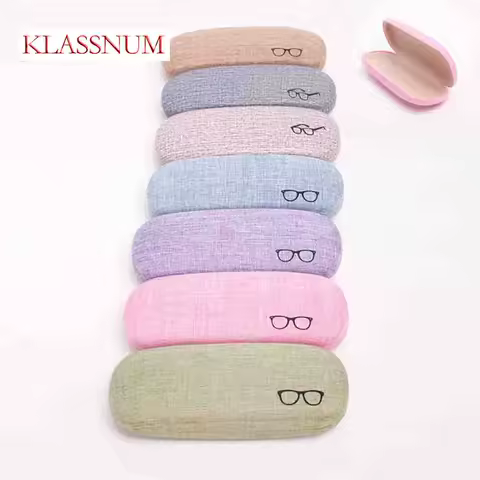 KLASSNUM Hard ShellS Fashion Glasses Case Linen Fabrics Eyewear Cases Cover Protective for Men Women Sunglasses Glasses Box