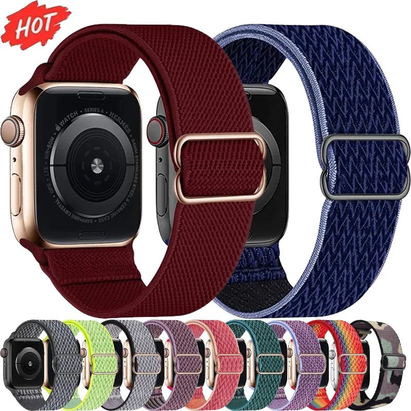 Nylon elastisches Solo Loop Strap für Apple Watch 49 mm 46 mm 45 mm 44 mm 41 mm 42 mm atmungsaktives Armband iwatch Ultra 11 10 9 8 7 6 5 SE