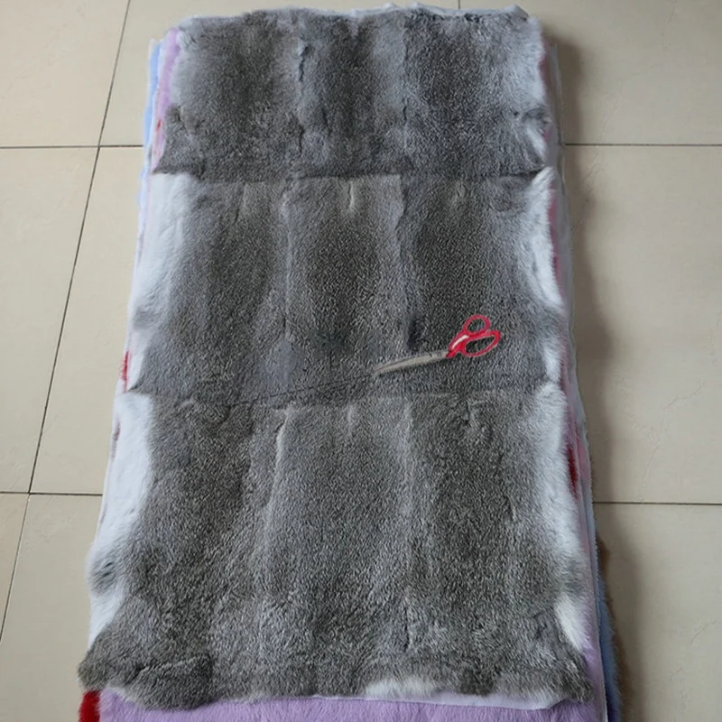 Natural Rabbit Fur Plate for DIY, Genuine Rabbit Pelt, Real Rabbit Fur Material, Factory Wholesale, 55*115cm