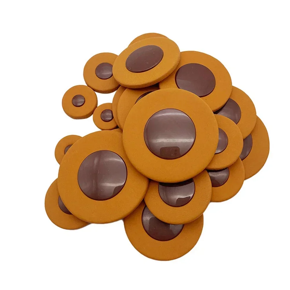 25Pcs Eb For Tenor Sax Leather Pads 14 Sizes From 8.5mm To 46mm Replacement Accessories Brown Saxophone Sound Hole Pad Accessory